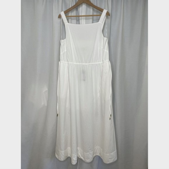 SOLD NWT Country Road White Cotton Maxi Dress Size 16 Elastic Detail Tie Slit - Picture 2 of 16